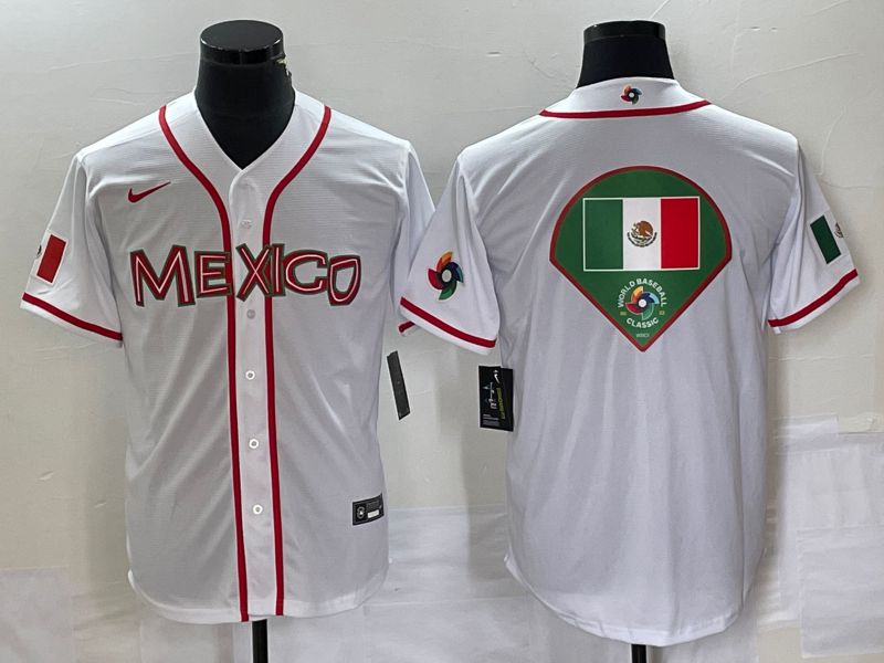 Men 2023 World Cub Mexico Blank White Nike MLB Jersey21